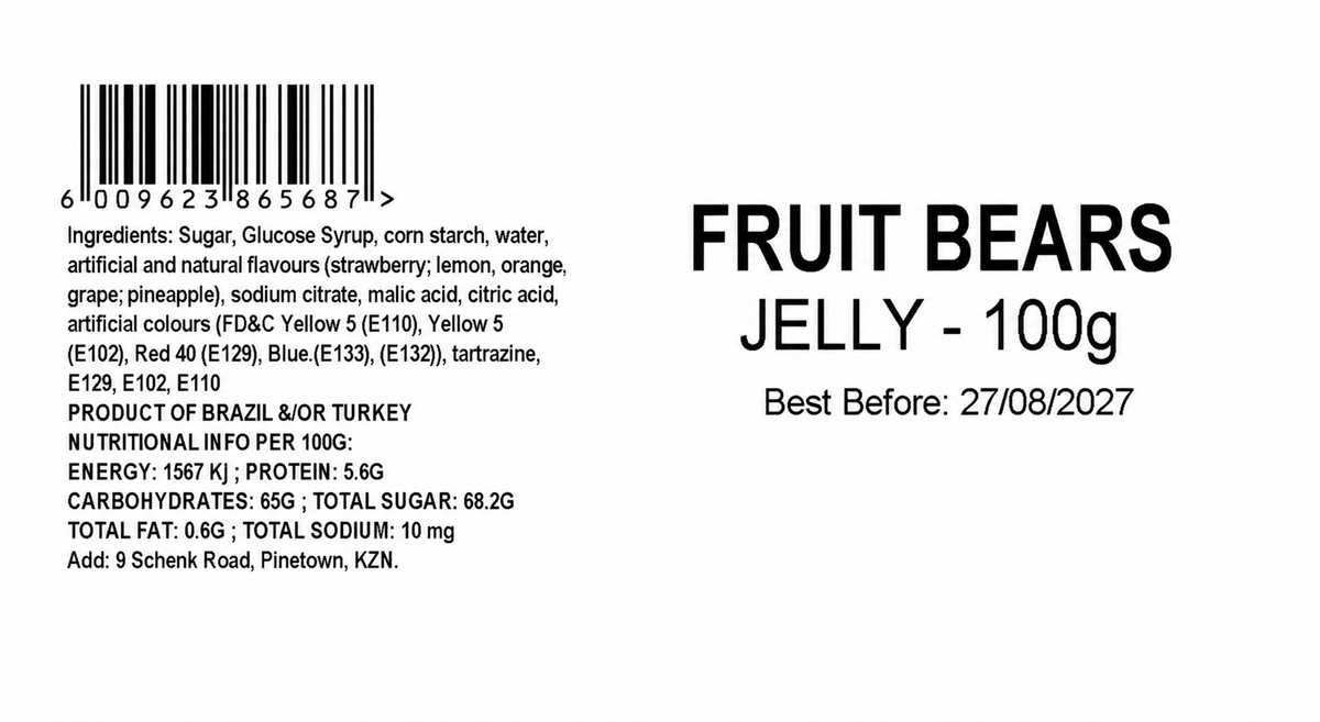 Fruit Bears barcode and product information