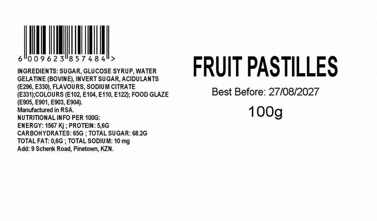 Fruit Pastilles barcode and product information