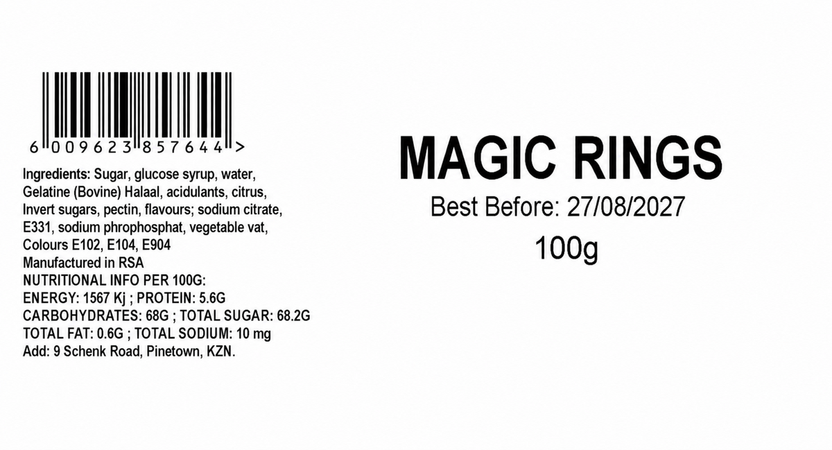 Magic Rings barcode and product information