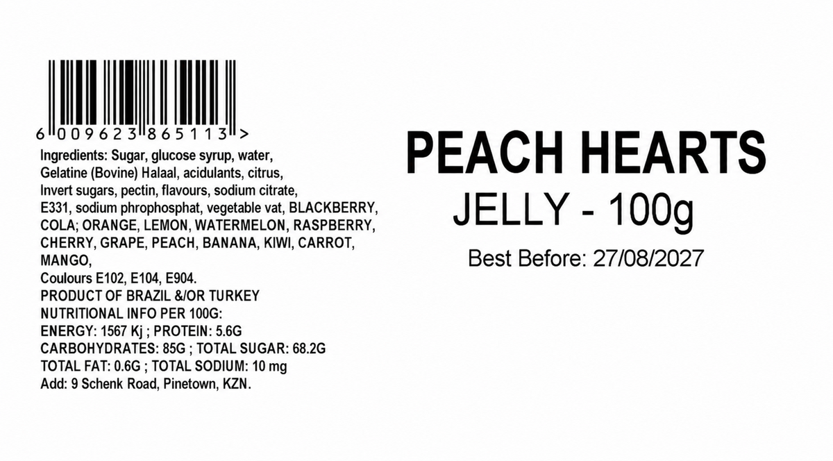 Peach Hearts barcode and product information