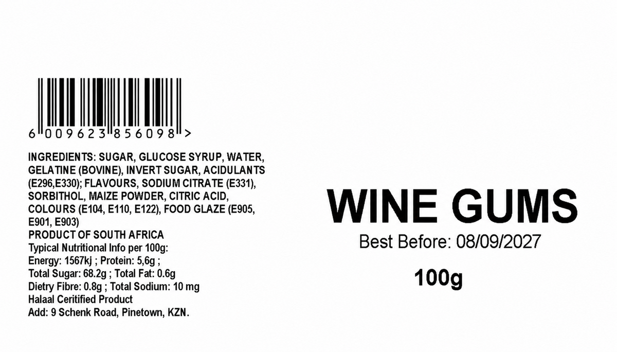 Wine Gums barcode and product information